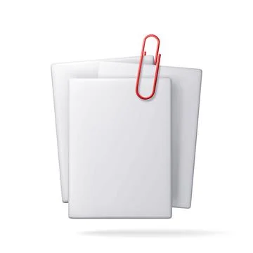 3D empty paper sheets hanging with paper clip Stock Illustration