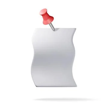 3D empty paper sheets hanging with push pin Stock Illustration