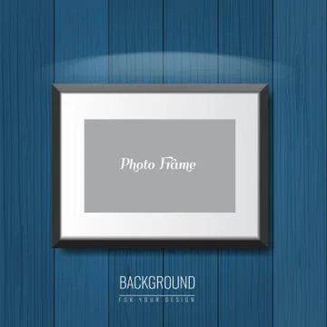 3d empty photo frame on the wall. Vector Advertising background for your Stock Illustration