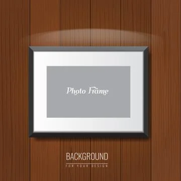 3d empty photo frame on the wall. Vector Advertising background for your Stock Illustration
