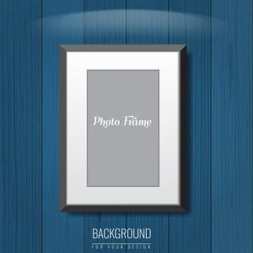 3d empty photo frame on the wall. Vector Advertising background for your Stock Illustration