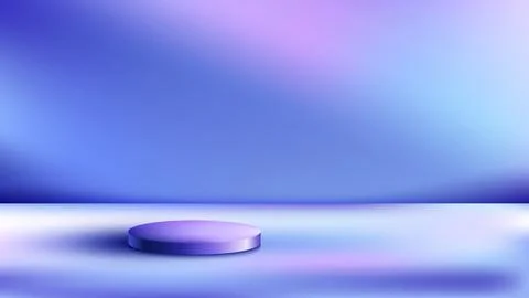 3D empty podium artistic studio room blue gradient background with lighting o Stock Illustration