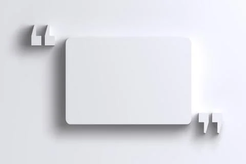 3D empty quotation marks frame on white wall Stock Illustration