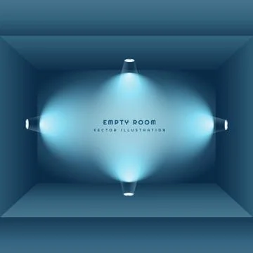 3d empty room with lights Stock Illustration