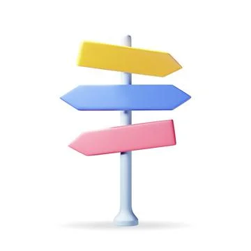 3D Empty Signpost with Directions Isolated Stock Illustration