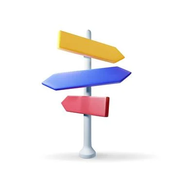 3D Empty Signpost with Directions Isolated Stock Illustration