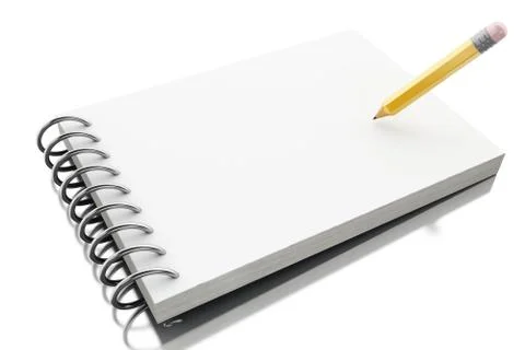 3d Empty spiral binder notepad with pencil. Ilustração Stock