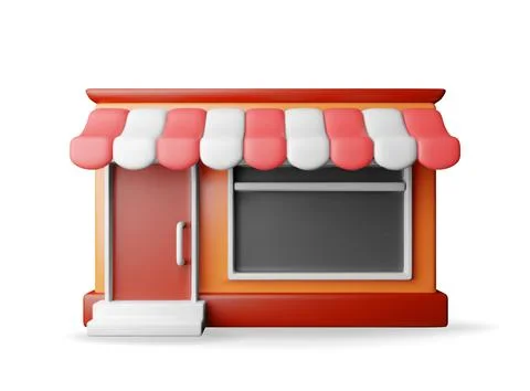 3d empty store front shop with window and door. Stock Illustration