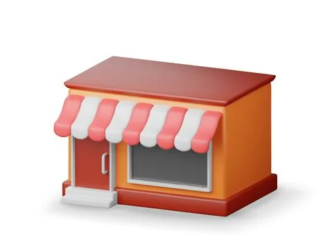 3d empty store front shop with window and door. Stock Illustration