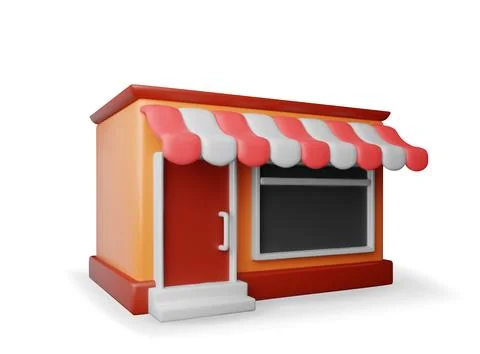 3d empty store front shop with window and door. Stock Illustration