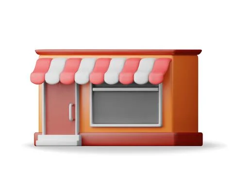 3d empty store front shop with window and door. Stock Illustration