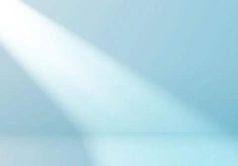 3D empty studio room with light shines from the window on soft blue minimal s Stock Illustration