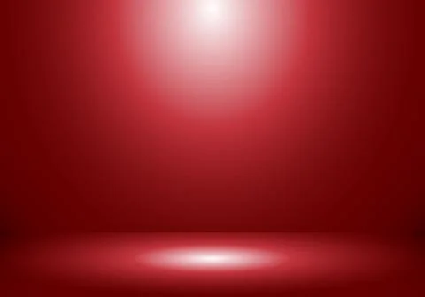 3D empty studio room show booth for designers with spotlight on red gradient Stock Illustration