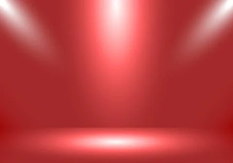 3D empty studio room show booth for designers with spotlight on living coral Stock Illustration