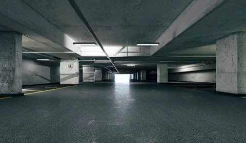 3d empty underground parking space Stock Illustration