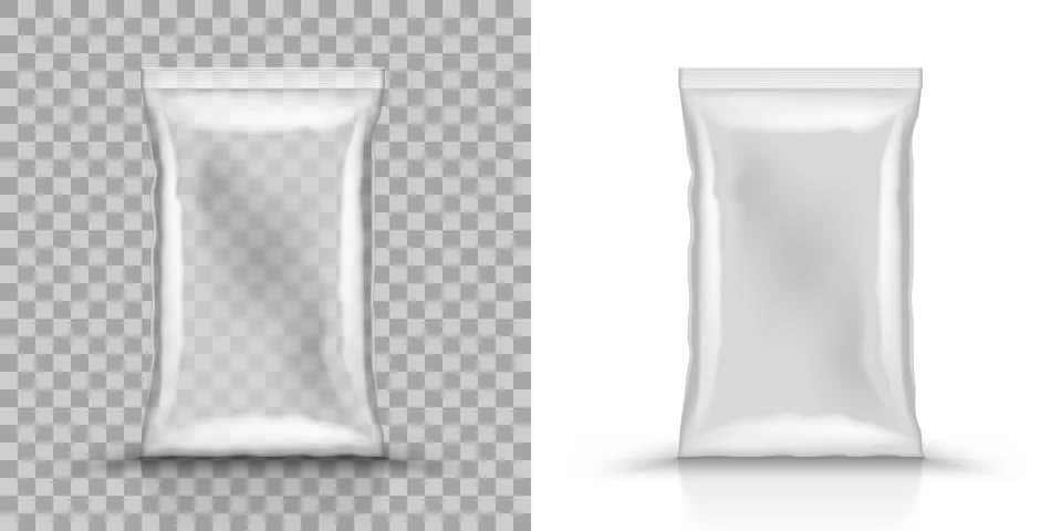 3D Empty Vertical Sealed Plastic Foil Bags Illustrazione stock