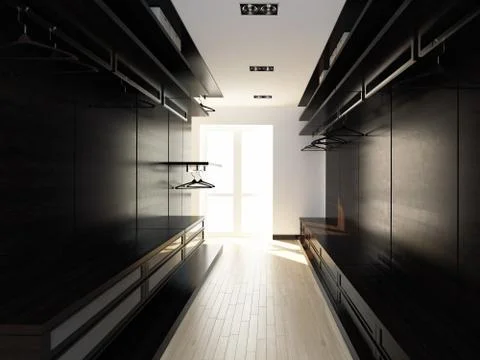 3d empty wardrobe made of wood Stock Illustration