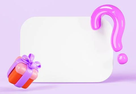 3d empty white board with mystery box and question mark render icon. Poster Stock Illustration