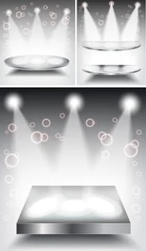 3d empty white podium with light Stock Illustration