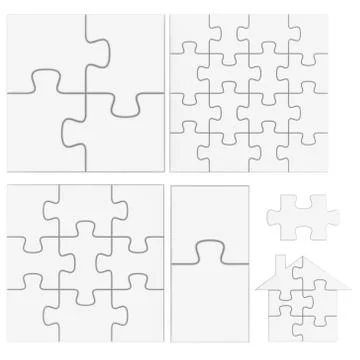 3d empty white puzzle Stock Illustration