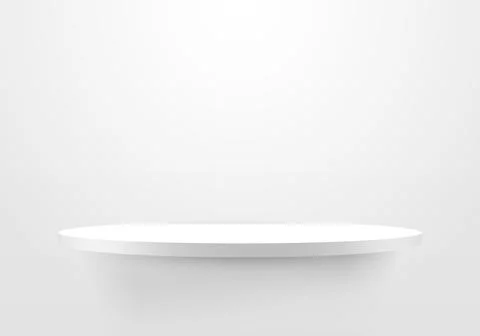 3D empty white shelf on clean wallpaper background Stock Illustration