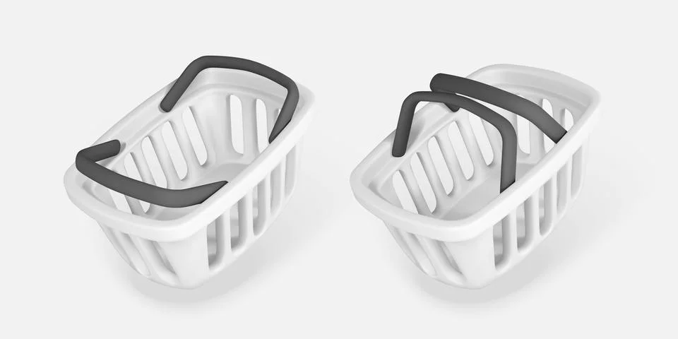 3d empty white shopping basket. Shopping concept. Vector illustration. Stock Illustration