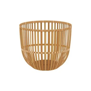 3D empty wicker basket with lattice texture, handmade decorative element Stockillustratie