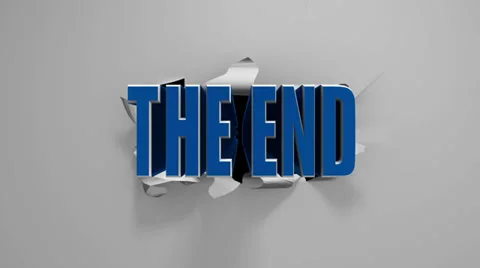 3D "The End" title on a torn screen. Stock Footage 37025093