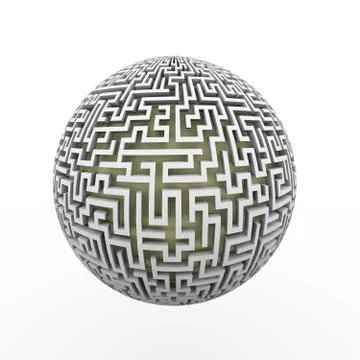 3d  endless labyrinth maze planet ball Stock Illustration