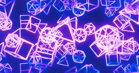 3d endless space abstract moving primitives loop Video stock 117131293