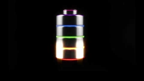 3D energy battery charge on black bg able to loop Stock Footage 279440886