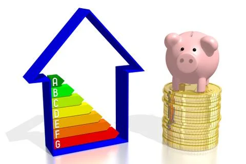 3D energy efficiency chart - power/ electricity saving concept Illustrazione stock