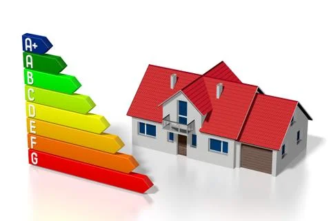 3D energy efficiency chart - power/ electricity saving concept Illustrazione stock