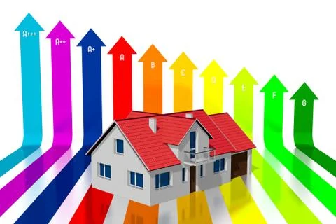 3D energy efficiency chart - power/ electricity saving concept Ilustración de archivo