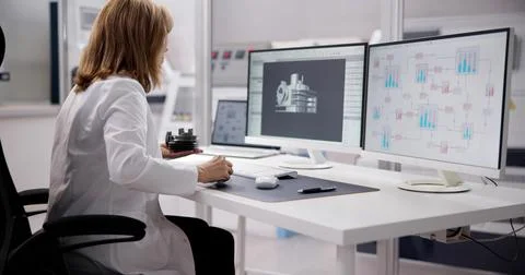 3D Engineer Developing Software: Mastering Computer Engineering Stock Photos