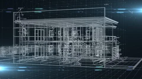 3D engineering design of house Architecture blueprint - illustration  Ilustración de archivo