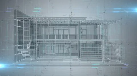 3D engineering design of house Architecture blueprint - illustration  Ilustración de archivo