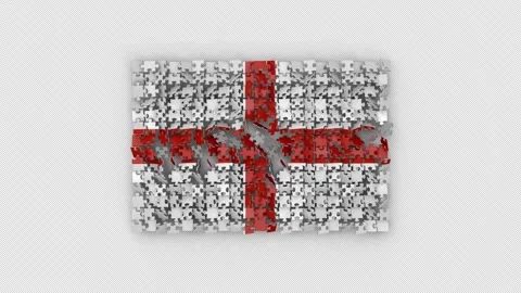 3D England flag assembled from a puzzle. With Alpha Channel. Stock Footage 308739616
