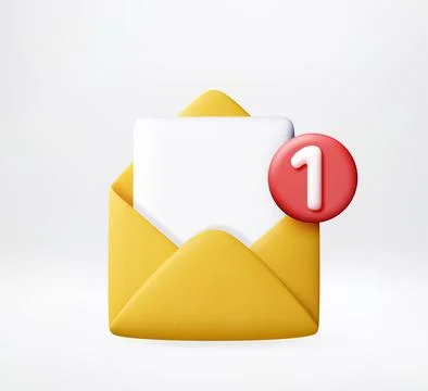 3D envelope with and red notification bubble Stock Illustration