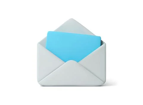3D Envelope Icon with Blue Card Stock Illustration