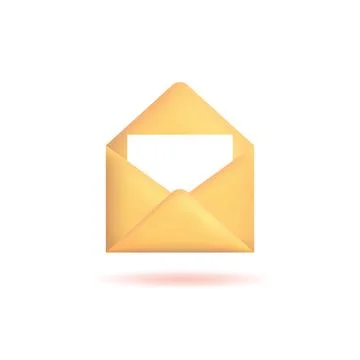 3d envelope with letter. New message or inbox, realistic icon isolated on white Illustration