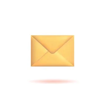 3d envelope. New message or inbox, realistic icon isolated on white background Illustration