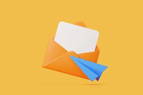 3D Envelope with Paper Airplane Icon Stock-Illustration