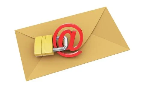 3d envelope protect with padlock Stock Illustration