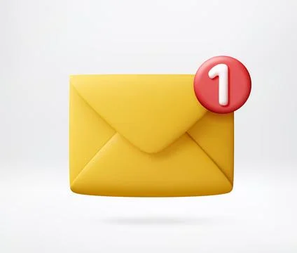 3D envelope with red notification badge Stock Illustration