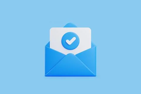 3D Envelope with Verified Checkmark Icon 스톡 일러스트