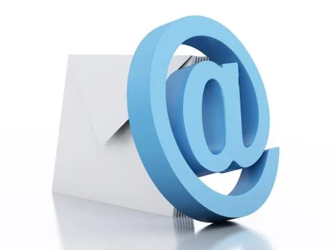 3d Envelopes with e-mail sign on  white background Stock-Illustration