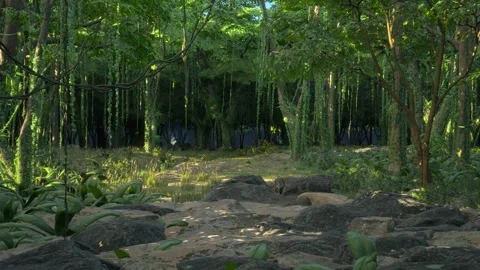 3d Environment Tropical Jungle Background Zoom In - High Quality Stock Footage Stock Footage 310736257