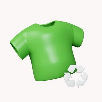 3d Environmentally friendly concept. t-shirt with recycle sign. Clothing Stock Illustration