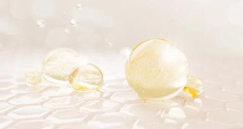 3d epidermis skin layer with hexagon cell pattern and oil drops texture. Light 库存插图